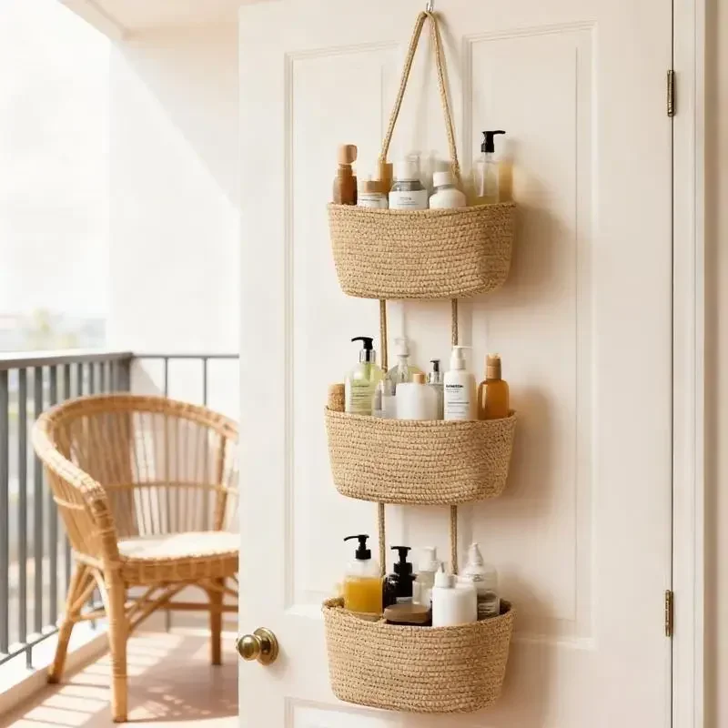 Baby Nursery Hooks - 3-poziomowy kosz wiszący z tkanej bawełny