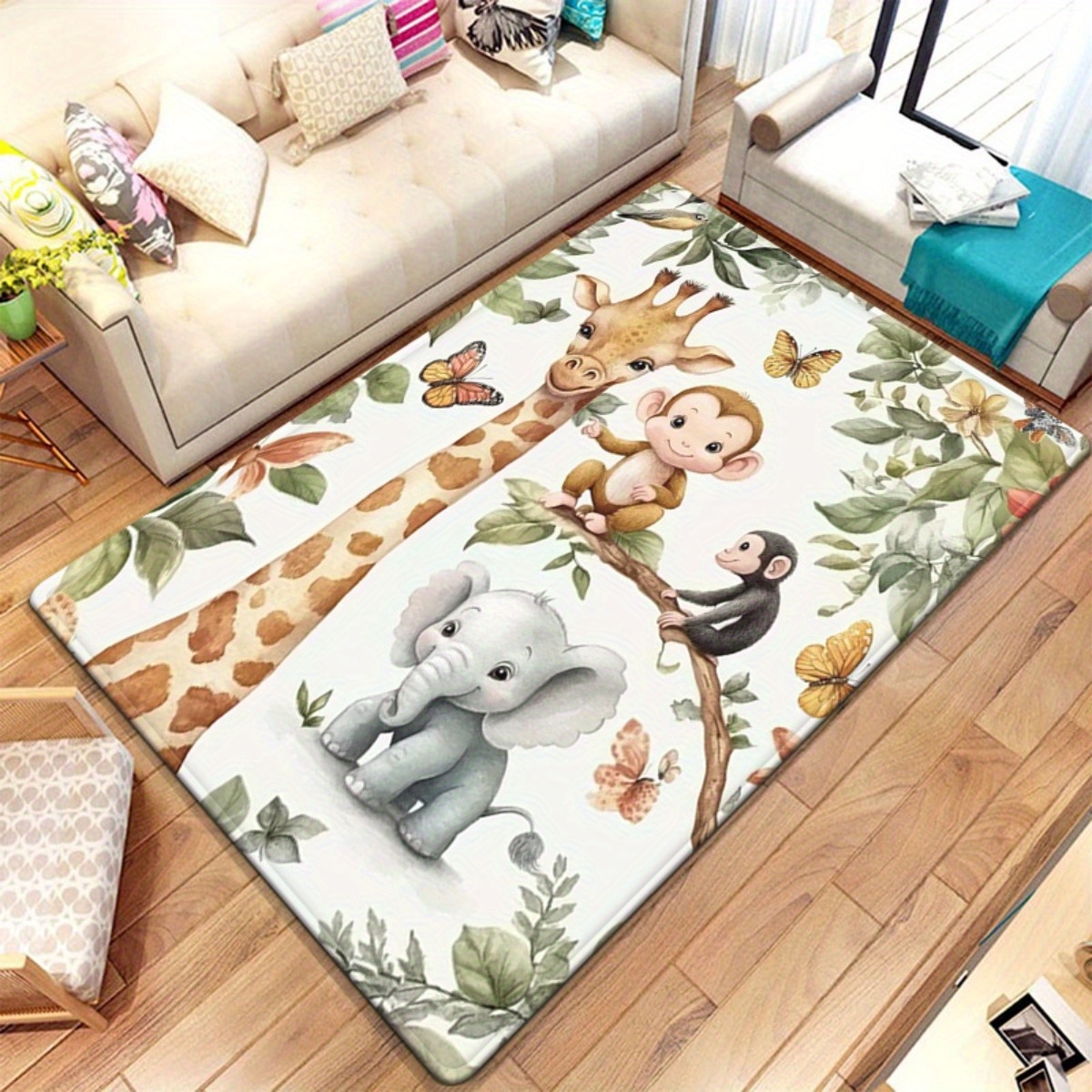 Baby Nursery Jungle Rug - Dywan z motywem dżungli i zwierząt