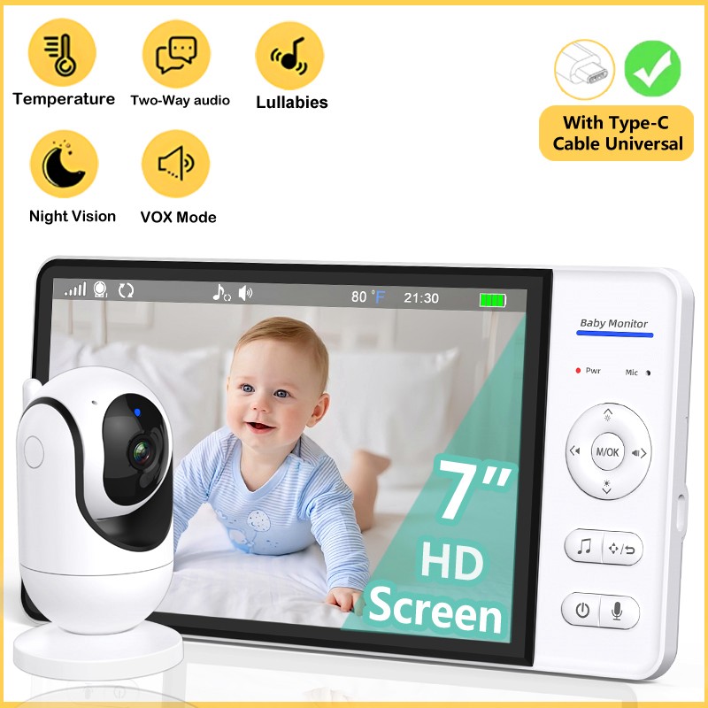 Wearable Baby Monitor - Niemasz WiFi 7-calowy Niania Elektroniczna Dwukierunkowe