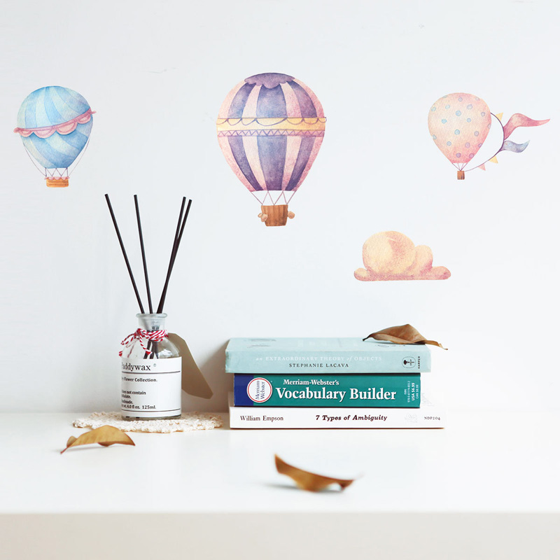 Baby Nursery Hot Air Balloon - Kreatywna, kolorowa naklejka ścienna z balonami