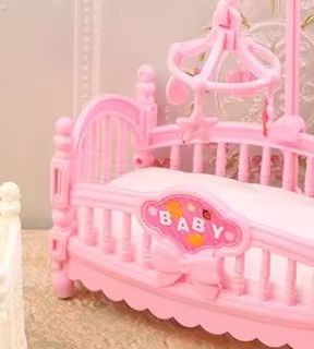 Baby Nursery Games - 1:12 Miniaturowe łóżeczko dla lalek, kołyska,