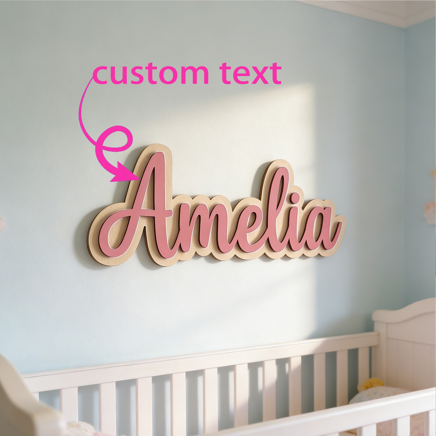 Baby Nursery Decor Boy - 1 szt. Personalizowana, dwuwarstwowa, drewniana tabliczka