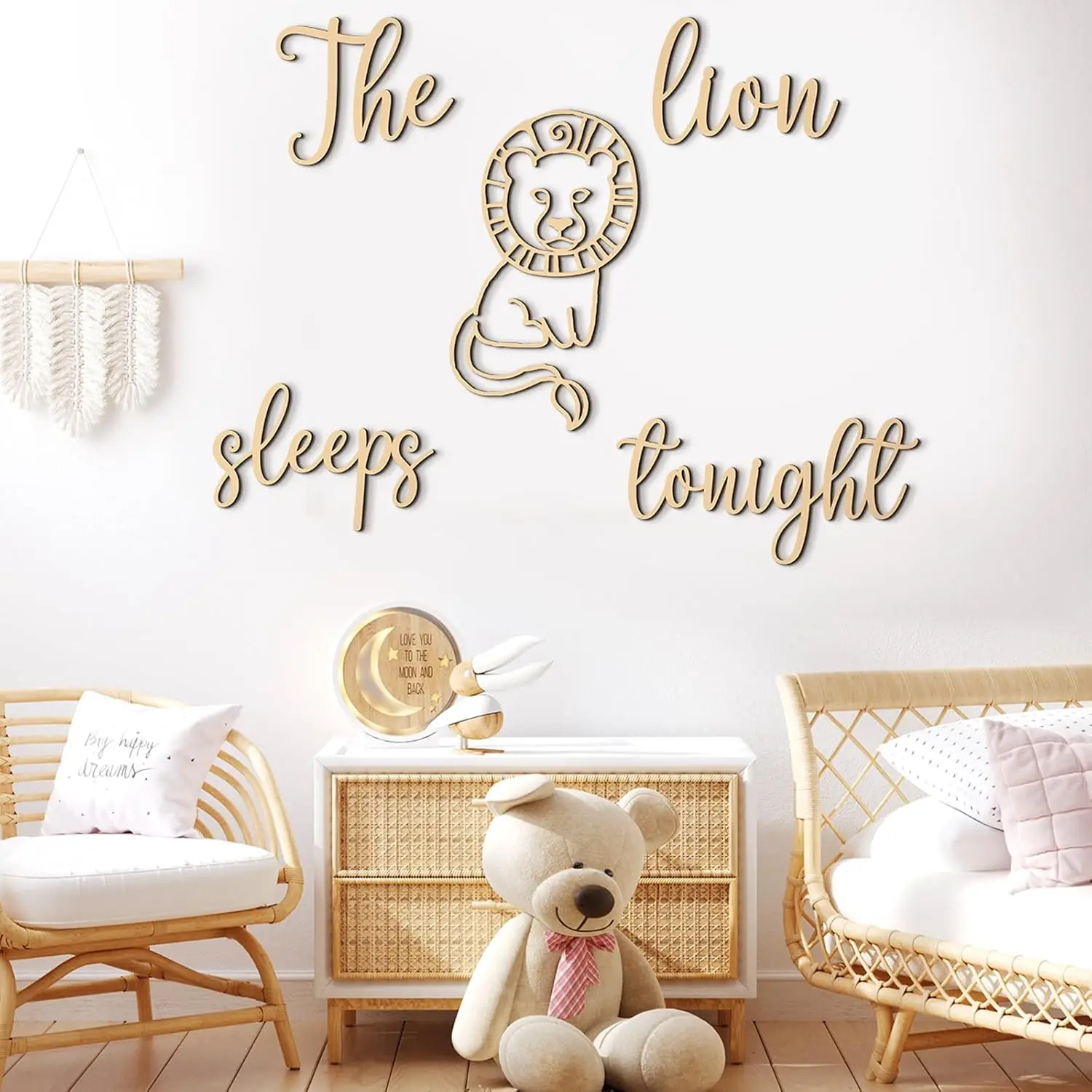 Baby Nursery Jungle Theme - Drewniana dekoracja ścienna - Lew śpi