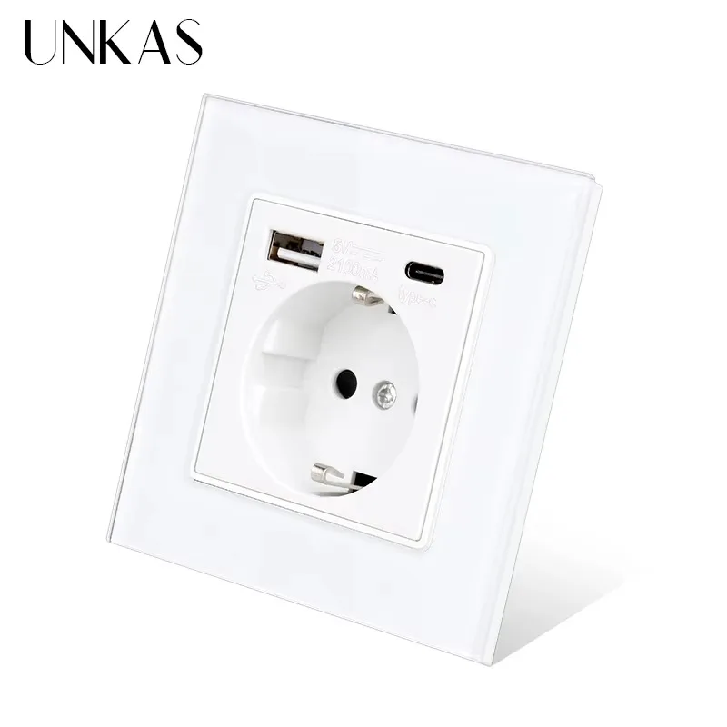 Outlet Cover Childproof - UNKAS Type-C USB Panel ze szkła