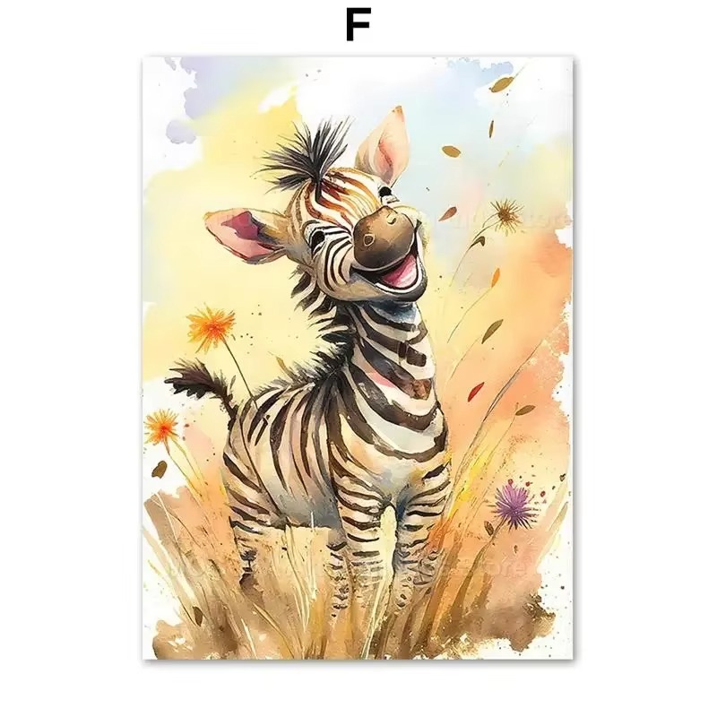 Baby Nursery Animal Prints - Akwarelowe Lwy Żyrafy Tygrysy Słonie Zebry