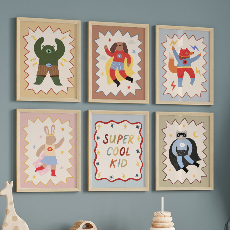 Baby Nursery Animal Prints - Zabawne Kreskówkowe Super Fajne Obrazy na