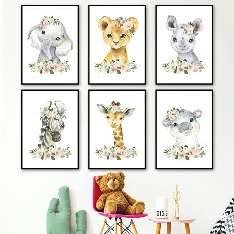 Obrazy na płótnie z motywem kw – Baby Nursery Animal Prints recenzja i cena