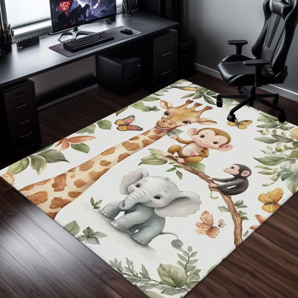Dywan z motywem dżungli i zwie – Baby Nursery Jungle Rug recenzja i cena
