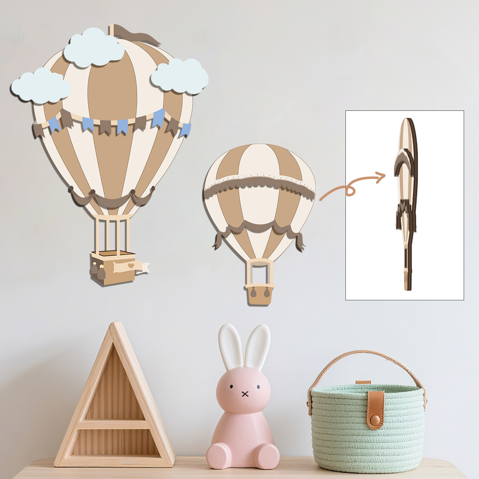 Neutralny drewniany wystrój śc – Baby Nursery Hot Air Balloon recenzja i cena