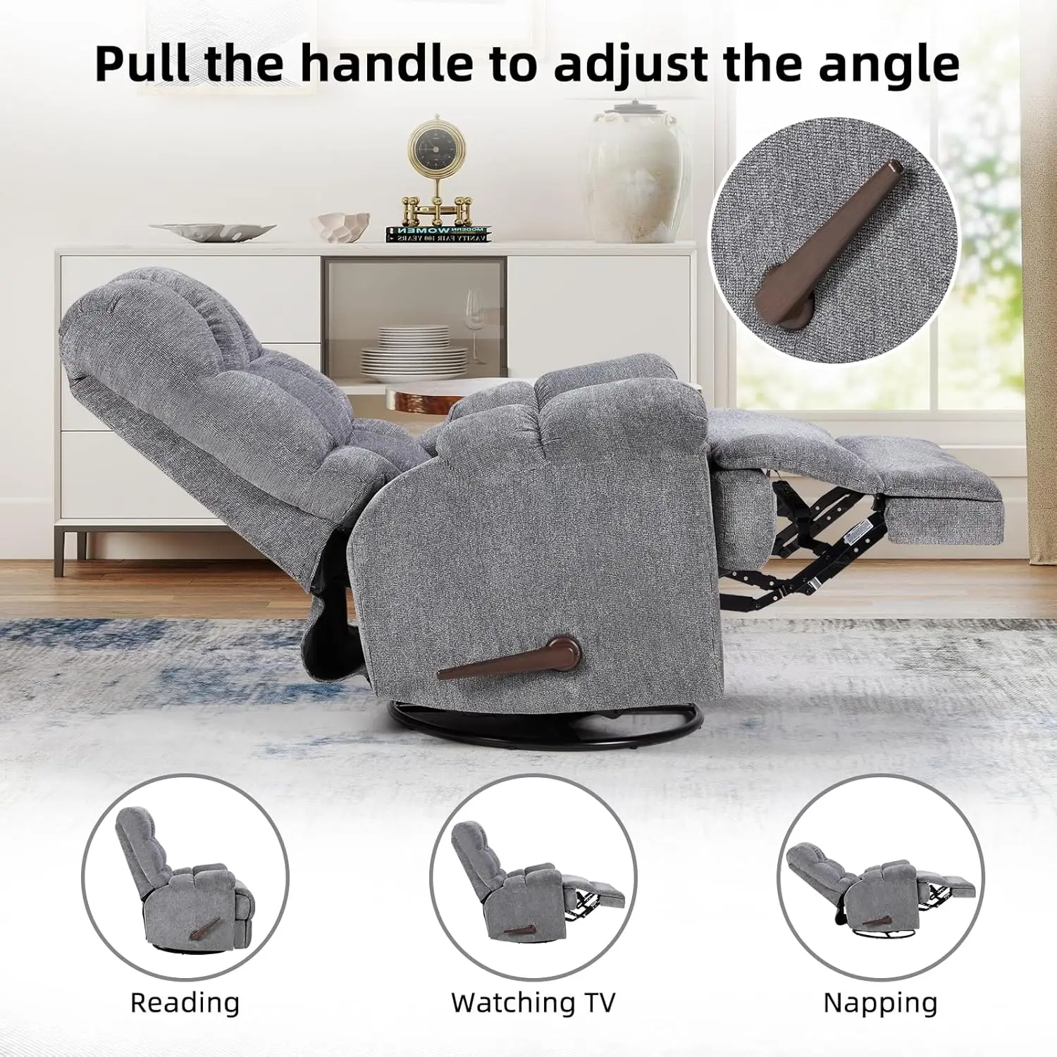 Szary obrotowy fotel bujany z  – Rocking Chair Nursery recenzja i cena