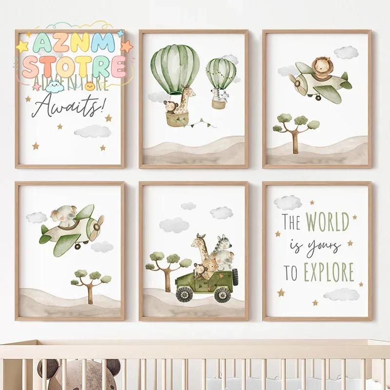 Plakaty ze zwierzętami w balon – Baby Nursery Hot Air Balloon recenzja i cena